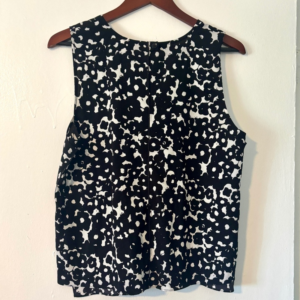 🌺 Cabi 5353 Women's Large Black & White Dixon Blouse Tank